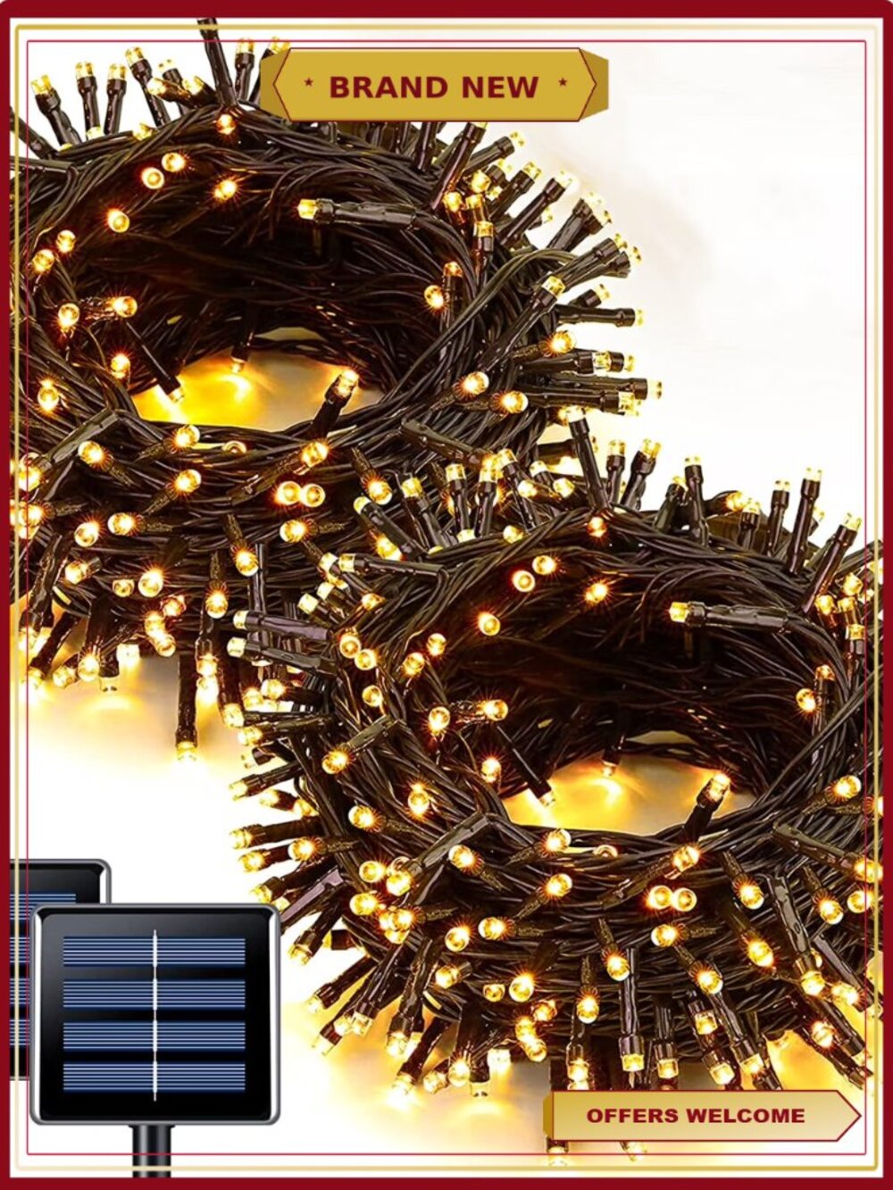 2 Pack Solar String Lights Outdoor Waterproof 320 LED 8 Modes Garden Patio Decor